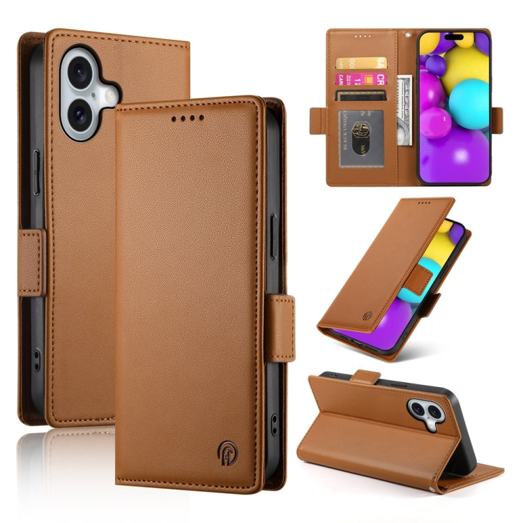 Side Buckle Magnetic Frosted Leather Phone Case, For iPhone 16 Pro Max, For iPhone 16 Pro, For iPhone 16 Plus, For iPhone 16