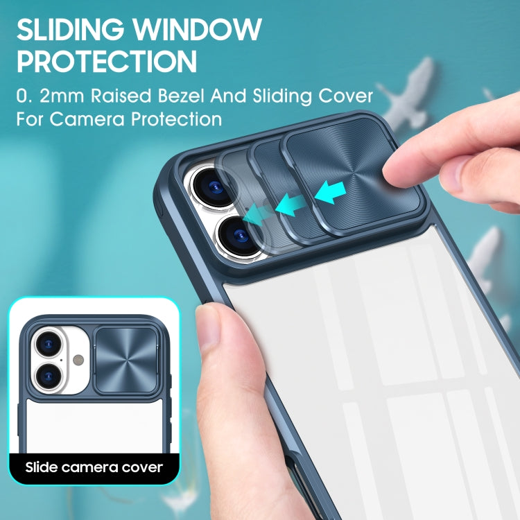 Sliding Camshield Acrylic Hybrid TPU Phone Case, For iPhone 16 Pro Max, For iPhone 16 Pro, For iPhone 16 Plus, For iPhone 16