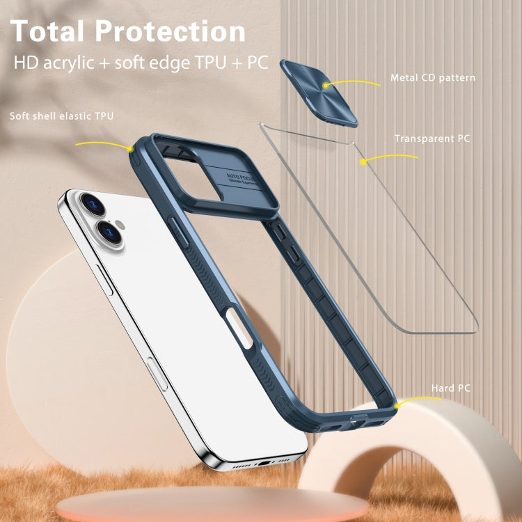 Sliding Camshield Acrylic Hybrid TPU Phone Case, For iPhone 16 Pro Max, For iPhone 16 Pro, For iPhone 16 Plus, For iPhone 16