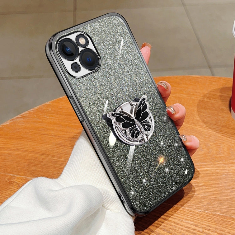 Plated Gradient Glitter Butterfly Holder TPU Phone Case, For iPhone 7 / 8 / SE 2022, For iPhone 13 Pro Max, For iPhone 13 Pro, For iPhone 13, For iPhone 13 mini, For iPhone 12