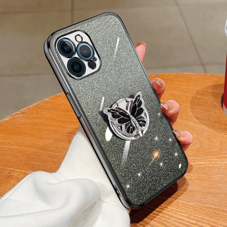 Plated Gradient Glitter Butterfly Holder TPU Phone Case, For iPhone 12 Pro Max, For iPhone 12 Pro, For iPhone 12 mini, For iPhone 11 Pro Max, For iPhone 11, For iPhone 11 Pro