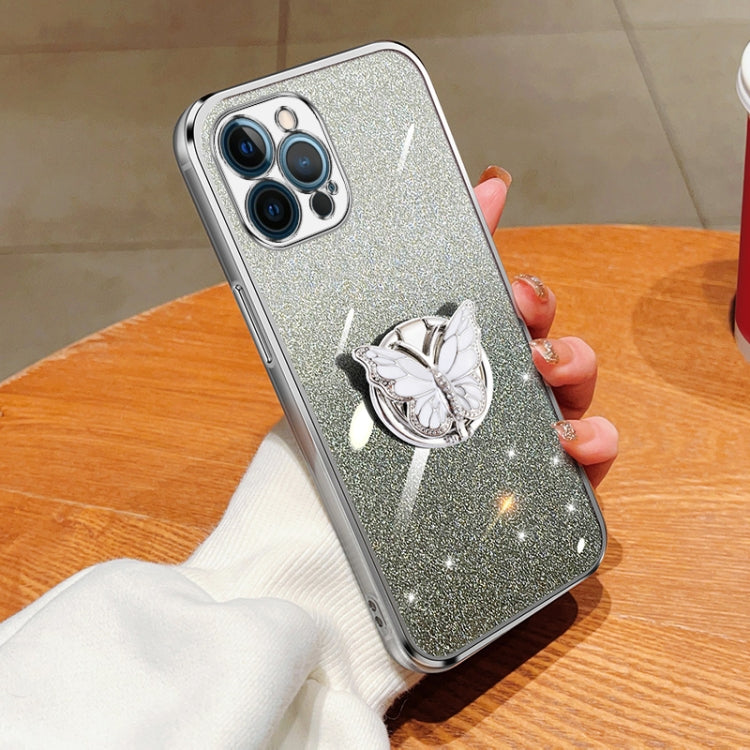 Plated Gradient Glitter Butterfly Holder TPU Phone Case, For iPhone 12 Pro Max, For iPhone 12 Pro, For iPhone 12 mini, For iPhone 11 Pro Max, For iPhone 11, For iPhone 11 Pro