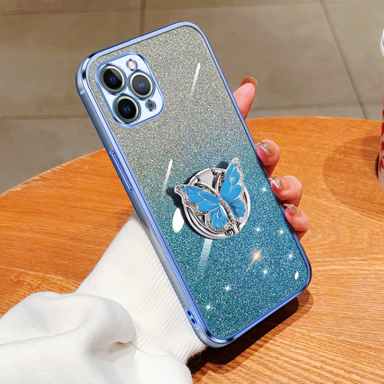 Plated Gradient Glitter Butterfly Holder TPU Phone Case, For iPhone 12 Pro Max, For iPhone 12 Pro, For iPhone 12 mini, For iPhone 11 Pro Max, For iPhone 11, For iPhone 11 Pro