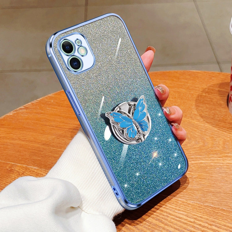 Plated Gradient Glitter Butterfly Holder TPU Phone Case, For iPhone 12 Pro Max, For iPhone 12 Pro, For iPhone 12 mini, For iPhone 11 Pro Max, For iPhone 11, For iPhone 11 Pro