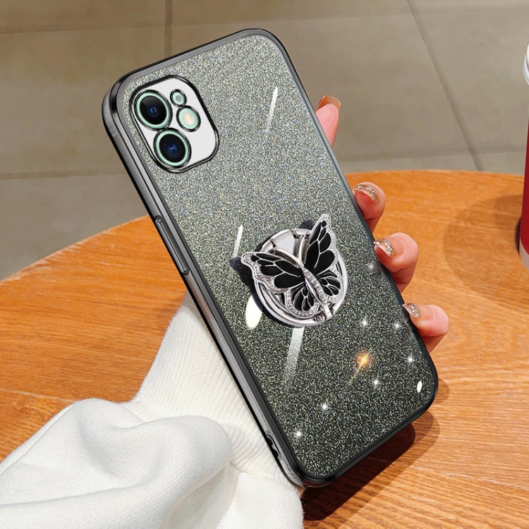 Plated Gradient Glitter Butterfly Holder TPU Phone Case, For iPhone 12 Pro Max, For iPhone 12 Pro, For iPhone 12 mini, For iPhone 11 Pro Max, For iPhone 11, For iPhone 11 Pro