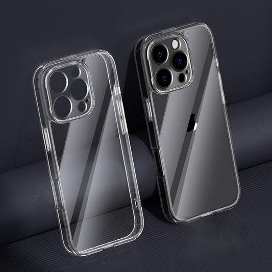 Four Corner Airbag Transparent Glass Phone Case, For iPhone 16 Pro Max, For iPhone 16 Pro, For iPhone 16 Plus, For iPhone 16, For iPhone 15 Pro Max, For iPhone 15 Pro, For iPhone 15 Plus, For iPhone 15, For iPhone 14 Plus, For iPhone 14, For iPhone 14 Pro