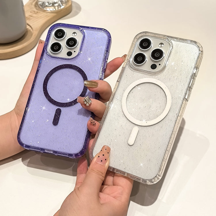 Glitter Powder TPU Hybrid PC MagSafe Phone Case, For iPhone 16 Pro Max, For iPhone 16 Pro, For iPhone 16 Plus, For iPhone 16, For iPhone 15 Pro Max