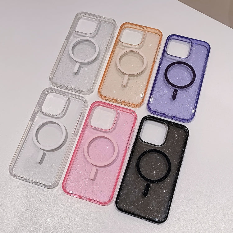 Glitter Powder TPU Hybrid PC MagSafe Phone Case, For iPhone 16 Pro Max, For iPhone 16 Pro, For iPhone 16 Plus, For iPhone 16, For iPhone 15 Pro Max