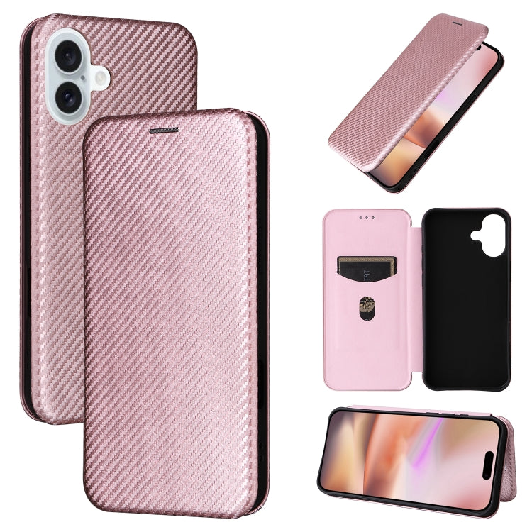 Carbon Fiber Texture Flip Leather Phone Case, For iPhone 16 Pro Max, For iPhone 16 Pro, For iPhone 16 Plus, For iPhone 16, iPhone 16e