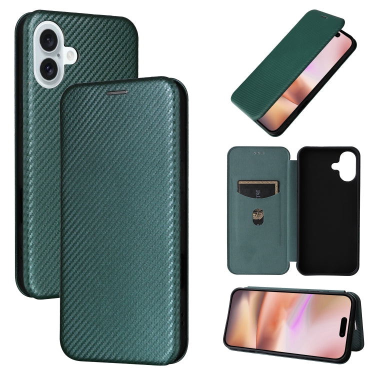 Carbon Fiber Texture Flip Leather Phone Case, For iPhone 16 Pro Max, For iPhone 16 Pro, For iPhone 16 Plus, For iPhone 16, iPhone 16e