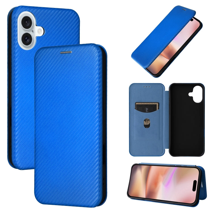 Carbon Fiber Texture Flip Leather Phone Case, For iPhone 16 Pro Max, For iPhone 16 Pro, For iPhone 16 Plus, For iPhone 16, iPhone 16e