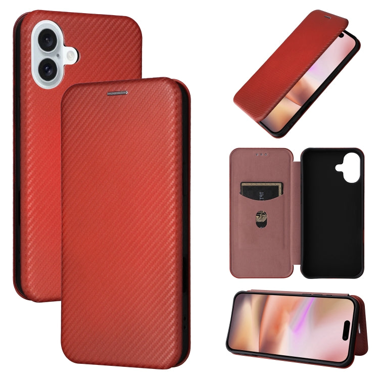 Carbon Fiber Texture Flip Leather Phone Case, For iPhone 16 Pro Max, For iPhone 16 Pro, For iPhone 16 Plus, For iPhone 16, iPhone 16e