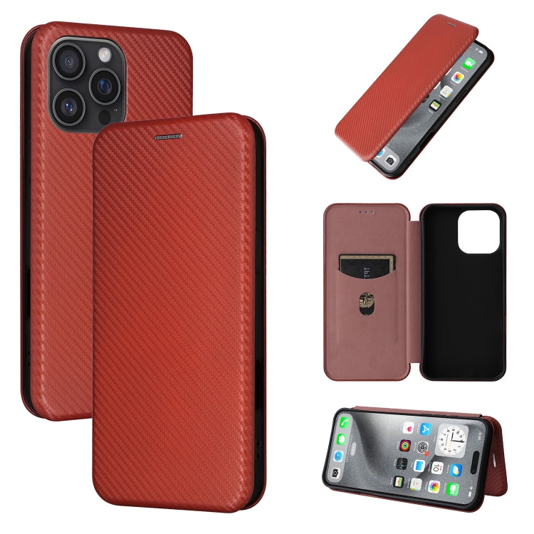 Carbon Fiber Texture Flip Leather Phone Case, For iPhone 16 Pro Max, For iPhone 16 Pro, For iPhone 16 Plus, For iPhone 16, iPhone 16e