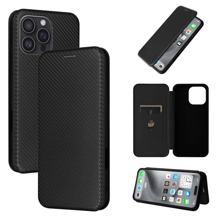 Carbon Fiber Texture Flip Leather Phone Case, For iPhone 16 Pro Max, For iPhone 16 Pro, For iPhone 16 Plus, For iPhone 16, iPhone 16e