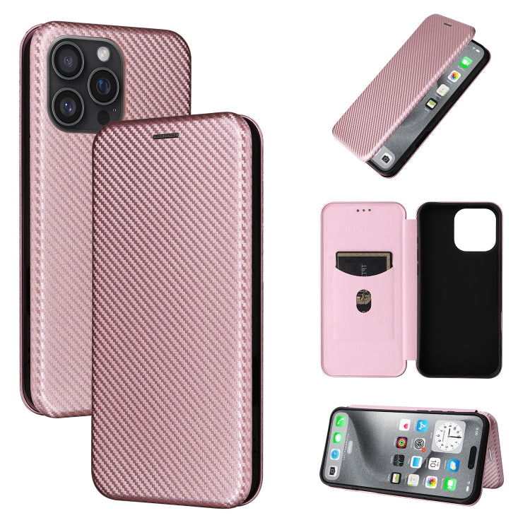 Carbon Fiber Texture Flip Leather Phone Case, For iPhone 16 Pro Max, For iPhone 16 Pro, For iPhone 16 Plus, For iPhone 16, iPhone 16e