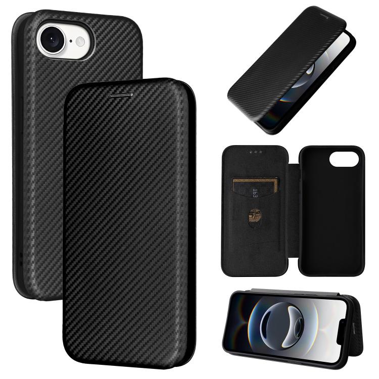 Carbon Fiber Texture Flip Leather Phone Case, For iPhone 16 Pro Max, For iPhone 16 Pro, For iPhone 16 Plus, For iPhone 16, iPhone 16e