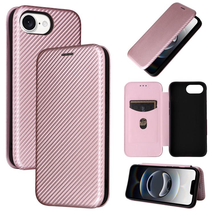 Carbon Fiber Texture Flip Leather Phone Case, For iPhone 16 Pro Max, For iPhone 16 Pro, For iPhone 16 Plus, For iPhone 16, iPhone 16e