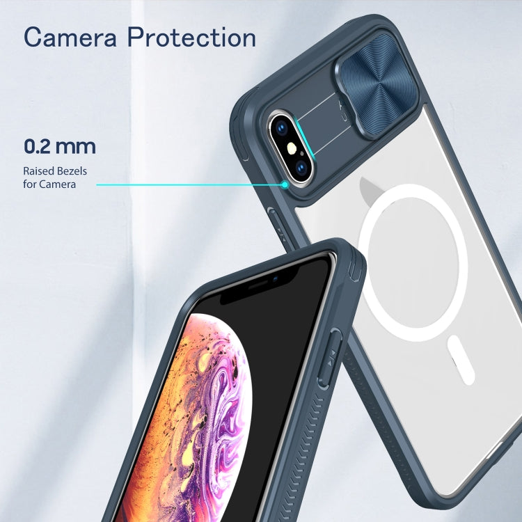 Clear Acrylic + PC + TPU MagSafe Lens Sliding Cover Full Coverage Phone Case, For iPhone XS Max