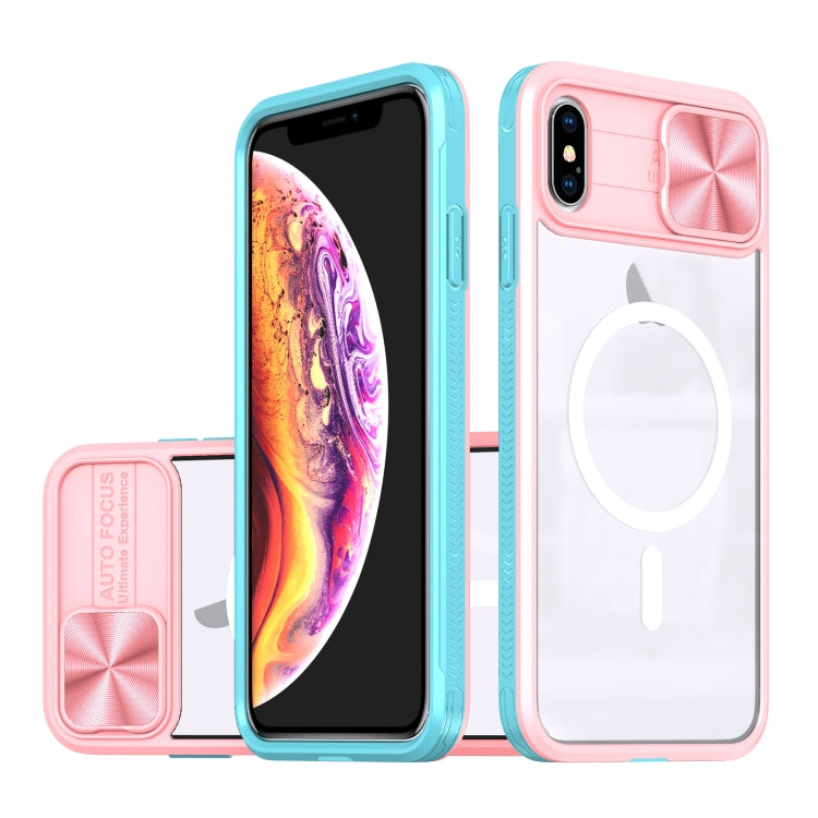 Clear Acrylic + PC + TPU MagSafe Lens Sliding Cover Full Coverage Phone Case, For iPhone XS Max