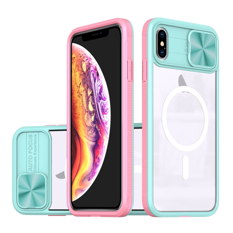 Clear Acrylic + PC + TPU MagSafe Lens Sliding Cover Full Coverage Phone Case, For iPhone XS Max