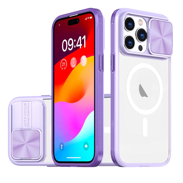 Clear Acrylic + PC + TPU MagSafe Lens Sliding Cover Full Coverage Phone Case, For  iPhone 15 Pro Max, For iPhone 14 Plus, For iPhone 14 / 13, For  iPhone 14 Pro Max