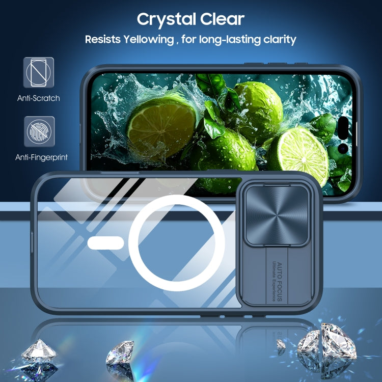 Clear Acrylic + PC + TPU MagSafe Lens Sliding Cover Full Coverage Phone Case, For iPhone 16 Pro Max, For iPhone 16 Pro, For iPhone 16 Plus, For iPhone 16