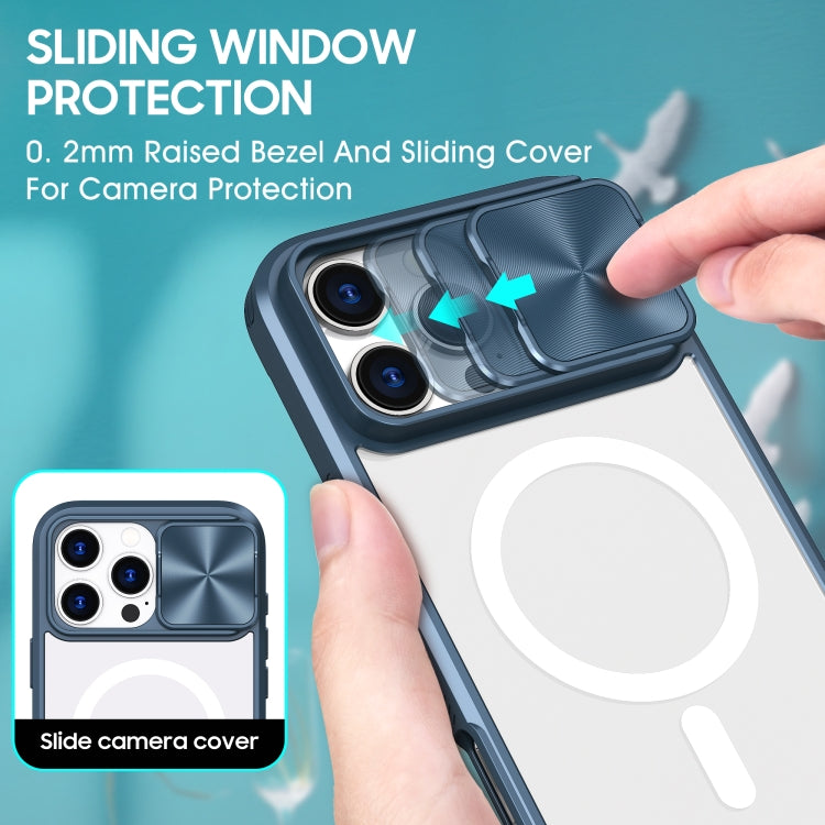 Clear Acrylic + PC + TPU MagSafe Lens Sliding Cover Full Coverage Phone Case, For iPhone 16 Pro Max, For iPhone 16 Pro, For iPhone 16 Plus, For iPhone 16