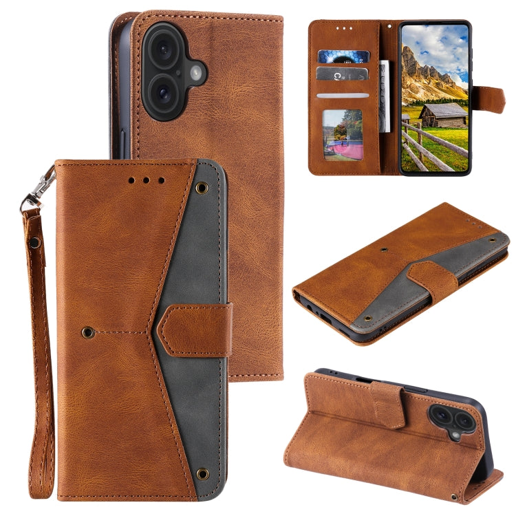 Nail Skin Feel Stitching Calf Texture Leather Phone Case, For iPhone 16