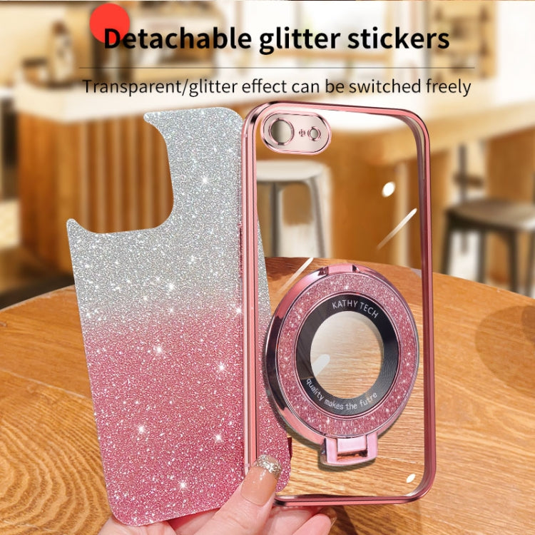 Plated Gradient Glitter Round Holder TPU Phone Case, For iPhone 7 / 8 / SE 2022, For iPhone 13 Pro Max, For iPhone 13 Pro, For iPhone 13, For iPhone 13 mini, For iPhone 12