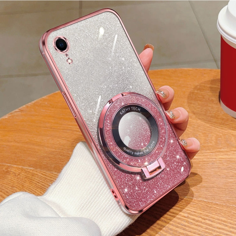 Plated Gradient Glitter Round Holder TPU Phone Case, For iPhone X / XS, For iPhone XR, For iPhone XS Max, For iPhone 7 Plus / 8 Plus