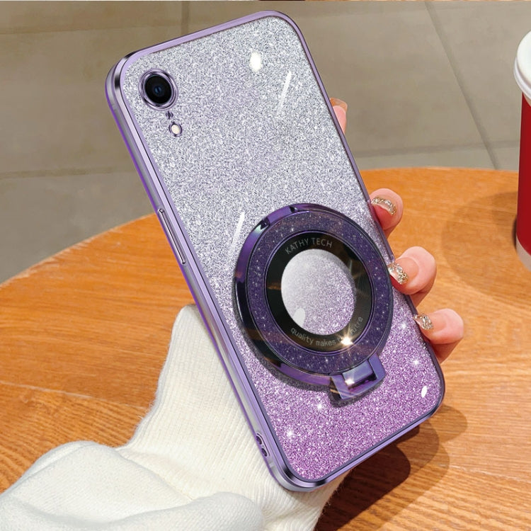 Plated Gradient Glitter Round Holder TPU Phone Case, For iPhone X / XS, For iPhone XR, For iPhone XS Max, For iPhone 7 Plus / 8 Plus