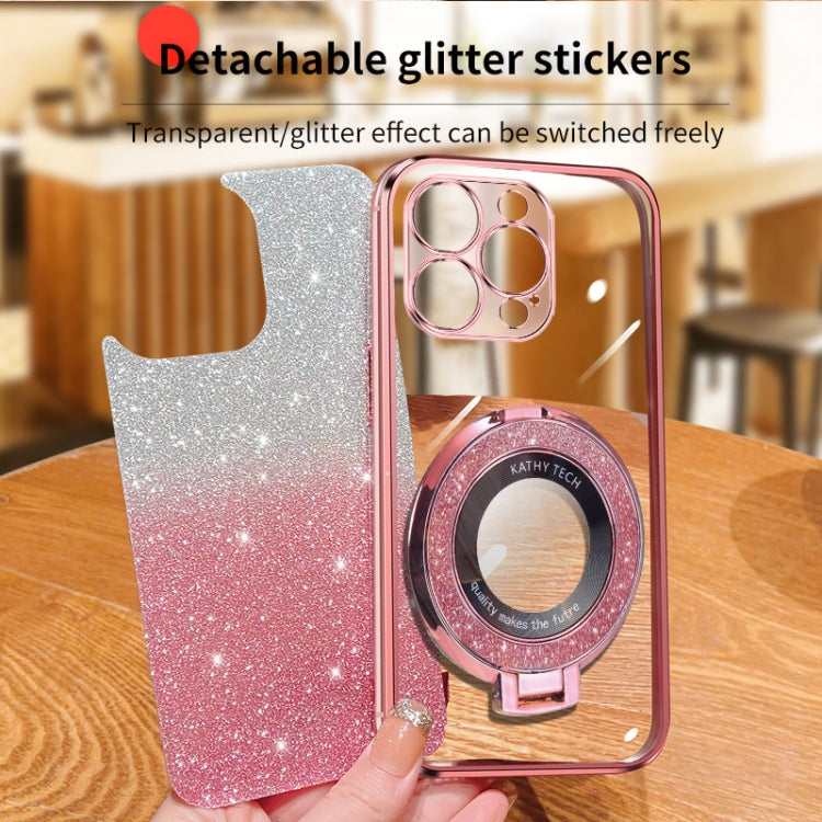 Plated Gradient Glitter Round Holder TPU Phone Case, For iPhone 16 Pro Max, For iPhone 16 Pro, For iPhone 16 Plus, For iPhone 16, For iPhone 15 Pro Max, For iPhone 15 Pro