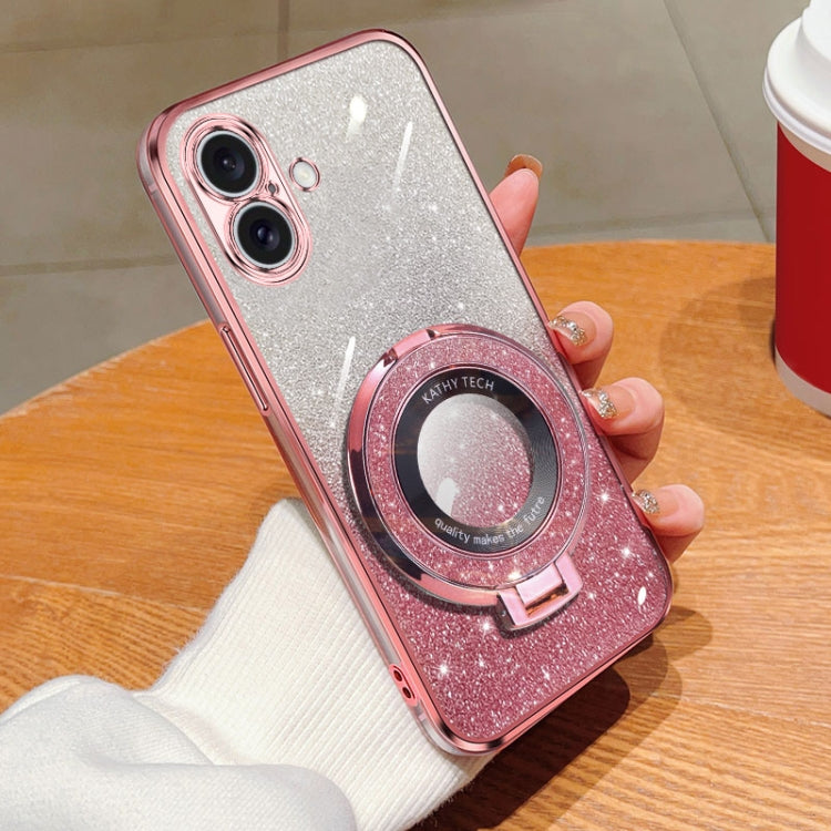 Plated Gradient Glitter Round Holder TPU Phone Case, For iPhone 16 Pro Max, For iPhone 16 Pro, For iPhone 16 Plus, For iPhone 16, For iPhone 15 Pro Max, For iPhone 15 Pro