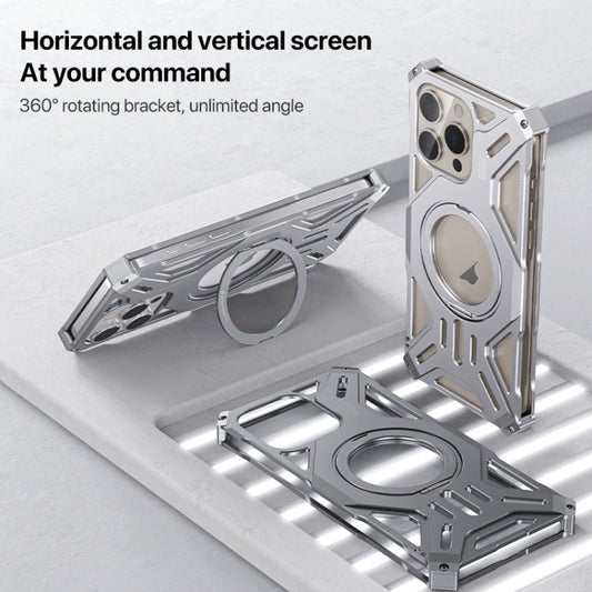 Aluminum Alloy Borderless MagSafe Rotating Holder Phone Case, For iPhone 16 Pro Max, For iPhone 16 Pro, For iPhone 16, For iPhone 15 Pro Max, For iPhone 15 Pro, For iPhone 15 Plus, For iPhone 15, For iPhone 14 / 13, For iPhone 14 Pro / 13 Pro