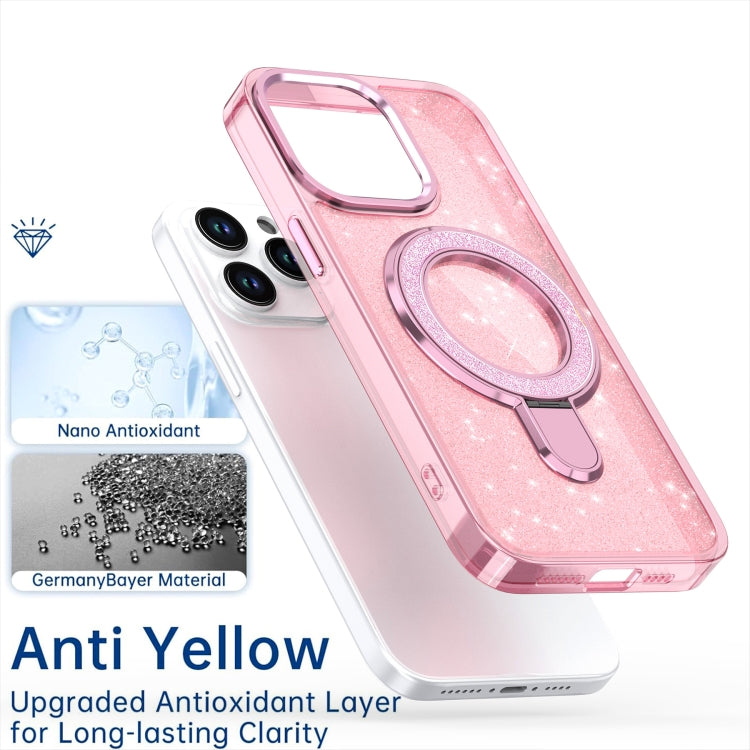 Glitter Ring Holder MagSafe Phone Case, For iPhone 16 Pro Max, For iPhone 16 Pro, For iPhone 16 Plus, For iPhone 16, For iPhone 15 Pro Max, For iPhone 15 Pro