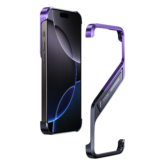 S-shaped Stand Frameless Metal Phone Case, For iPhone 16 Pro Max, For iPhone 16 Pro, For iPhone 16, For iPhone 15 Pro Max, For iPhone 15 Pro, For iPhone 15, For iPhone 14, For iPhone 14 Pro, For iPhone 14 Pro Max