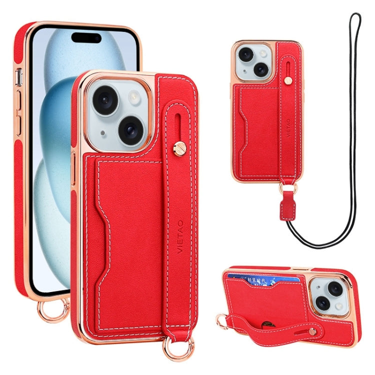 VIETAO Card Slot Wristband Phone Case with Lanyard, For iPhone 15 Plus, For iPhone 15, For iPhone 14 Plus, For iPhone 14, For iPhone 14 Pro, For iPhone 14 Pro Max