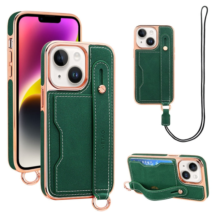 VIETAO Card Slot Wristband Phone Case with Lanyard, For iPhone 15 Plus, For iPhone 15, For iPhone 14 Plus, For iPhone 14, For iPhone 14 Pro, For iPhone 14 Pro Max