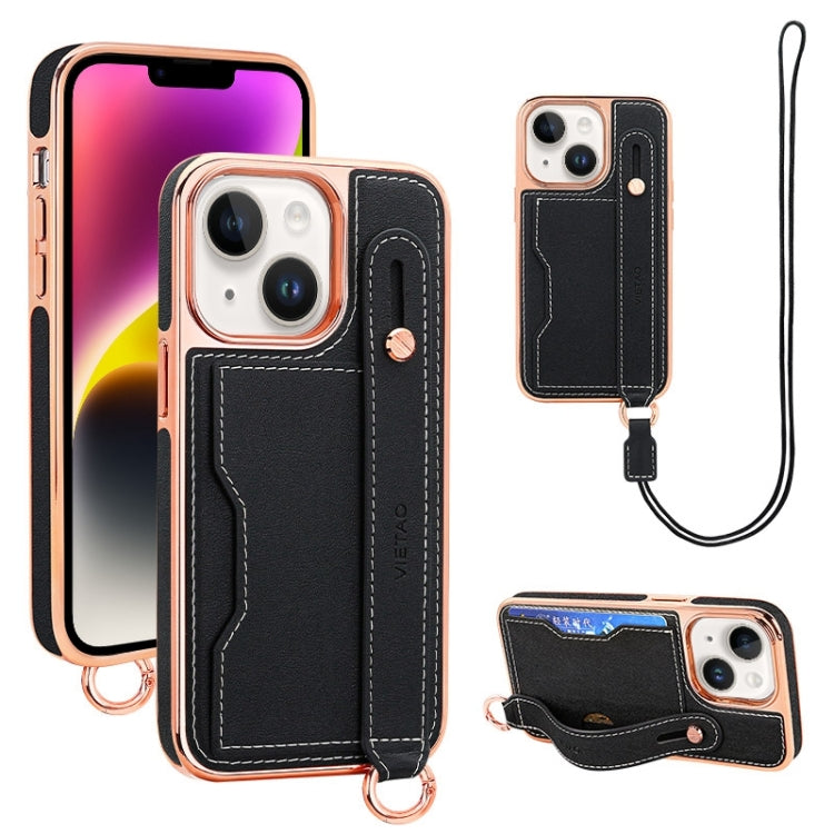 VIETAO Card Slot Wristband Phone Case with Lanyard, For iPhone 15 Plus, For iPhone 15, For iPhone 14 Plus, For iPhone 14, For iPhone 14 Pro, For iPhone 14 Pro Max