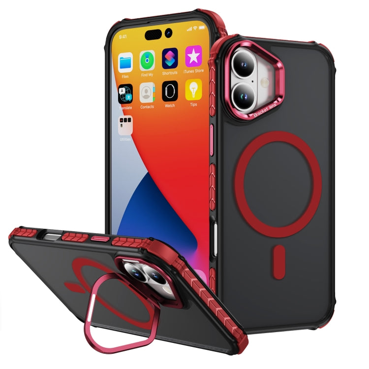 Rainbow Series Skin Feel MagSafe Lens Holder Phone Case, For iPhone 16 Pro Max, For iPhone 16 Pro, For iPhone 16 Plus, For iPhone 16, For iPhone 15 Pro Max