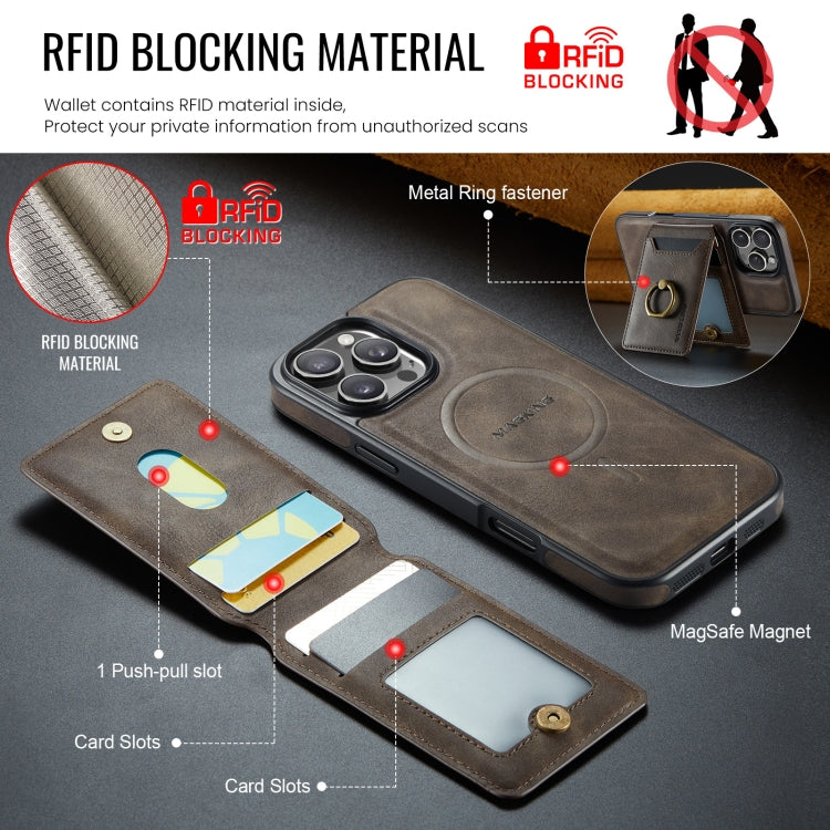 DG.MING K1 MagSafe Detachable Wallet RFID Back Cover Phone Case, For iPhone 16 Pro Max, For iPhone 16 Pro, For iPhone 14, For iPhone 14 Pro, For iPhone 14 Pro Max, For iPhone 13 Pro Max