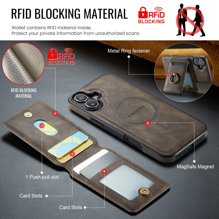 DG.MING K1 MagSafe Detachable Wallet RFID Back Cover Phone Case, For iPhone 16, For iPhone 14 Plus, For iPhone 15 Pro Max, For iPhone 15 Pro, For iPhone 15 Plus, For iPhone 15