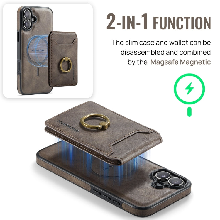 DG.MING K1 MagSafe Detachable Wallet RFID Back Cover Phone Case, For iPhone 16, For iPhone 14 Plus, For iPhone 15 Pro Max, For iPhone 15 Pro, For iPhone 15 Plus, For iPhone 15