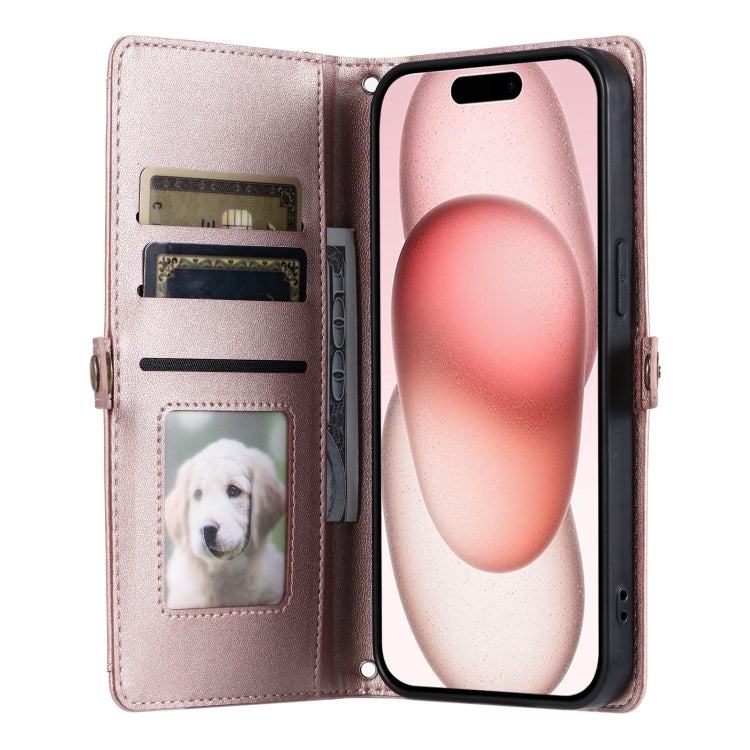 Wallet Multi-card Slot Leather Phone Case with Lanyard, For iPhone 15 Pro, For iPhone 15 Plus, For iPhone 14 Plus, For iPhone 14, For iPhone 14 Pro, For iPhone 14 Pro Max