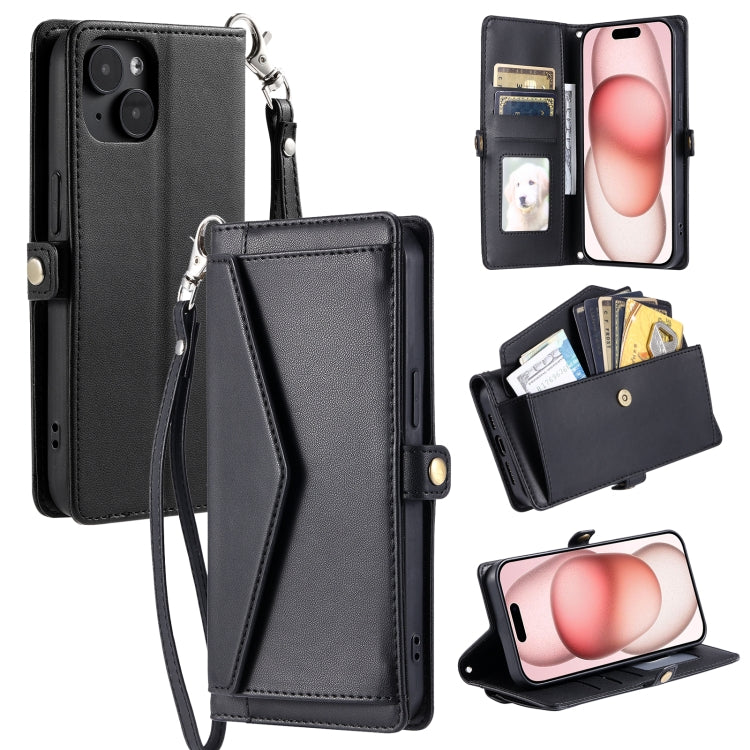 Wallet Multi-card Slot Leather Phone Case with Lanyard, For iPhone 15 Pro, For iPhone 15 Plus, For iPhone 14 Plus, For iPhone 14, For iPhone 14 Pro, For iPhone 14 Pro Max