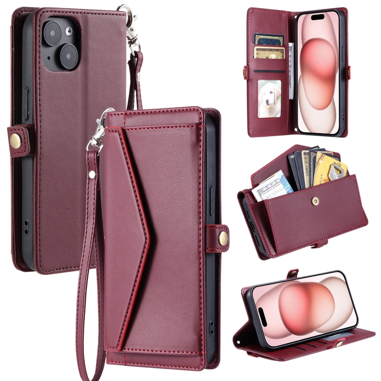 Wallet Multi-card Slot Leather Phone Case with Lanyard, For iPhone 15 Pro, For iPhone 15 Plus, For iPhone 14 Plus, For iPhone 14, For iPhone 14 Pro, For iPhone 14 Pro Max