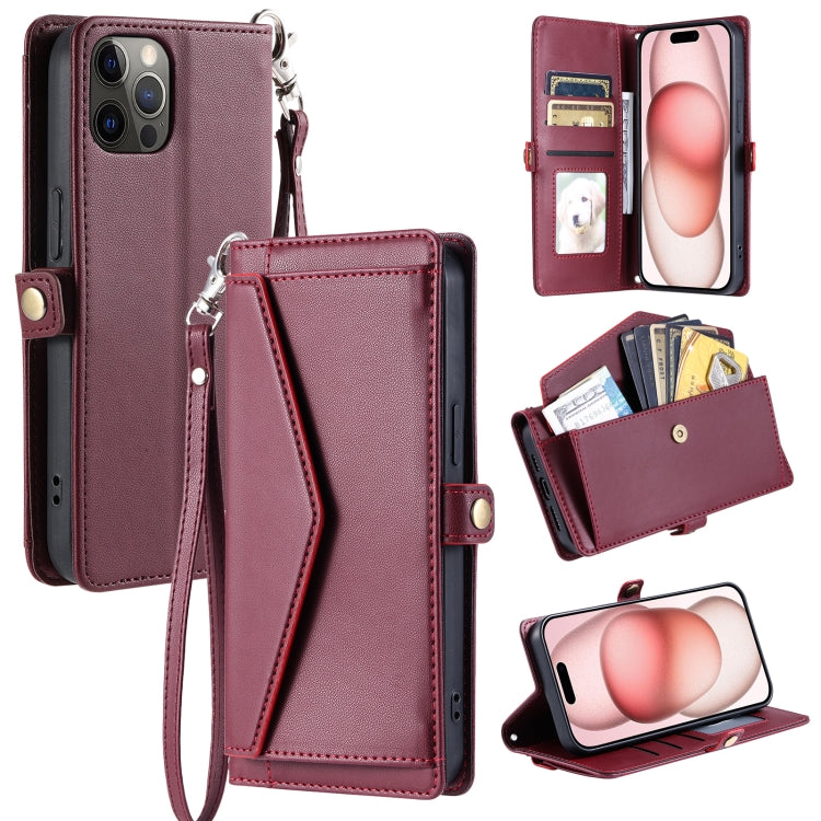 Wallet Multi-card Slot Leather Phone Case with Lanyard, For iPhone SE 2022 / SE 2020 / 7 / 8, For iPhone 13 Pro Max, For iPhone 13 Pro, For iPhone 13, For iPhone 13 mini, For iPhone 12 Pro Max