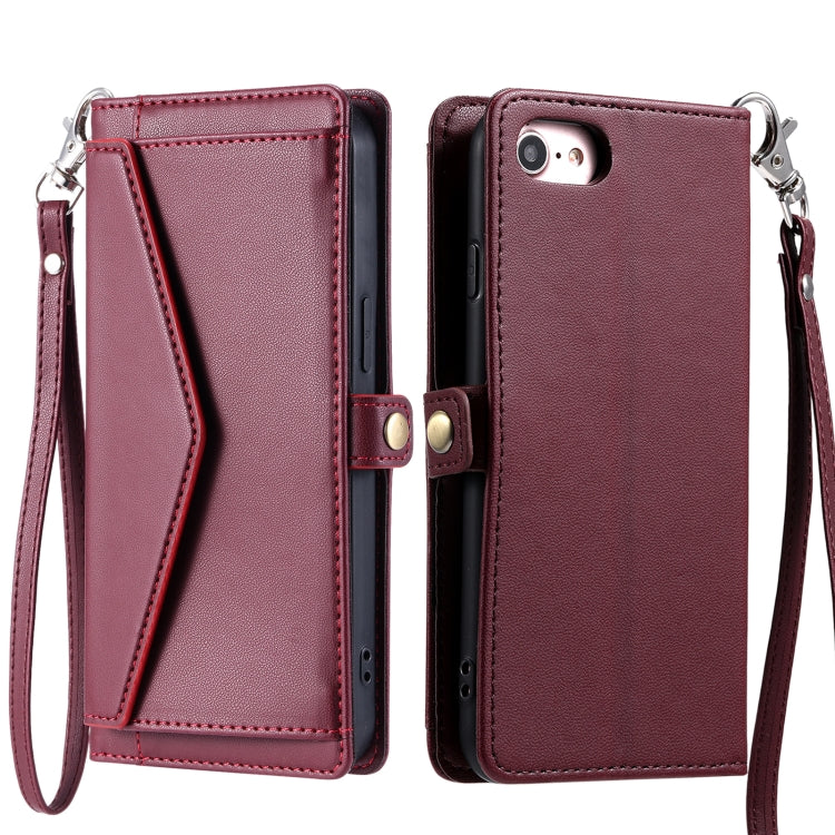 Wallet Multi-card Slot Leather Phone Case with Lanyard, For iPhone SE 2022 / SE 2020 / 7 / 8, For iPhone 13 Pro Max, For iPhone 13 Pro, For iPhone 13, For iPhone 13 mini, For iPhone 12 Pro Max