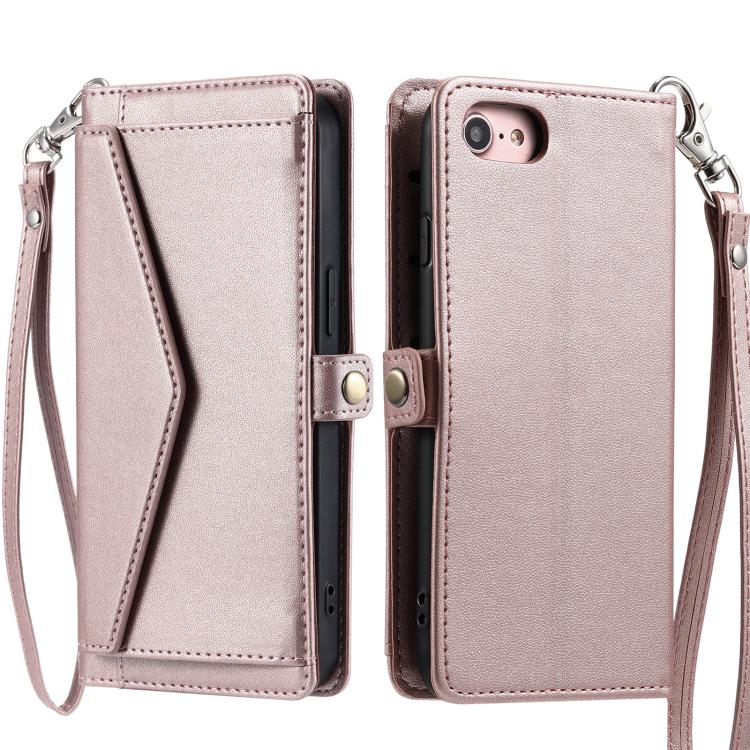 Wallet Multi-card Slot Leather Phone Case with Lanyard, For iPhone 16e, For iPhone 16 Pro Max, For iPhone 16 Pro, For iPhone 16 Plus, For iPhone 16, For iPhone 15 Pro Max