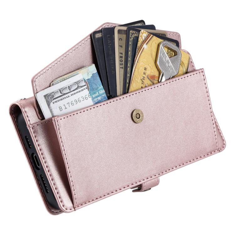 Wallet Multi-card Slot Leather Phone Case with Lanyard, For iPhone 16e, For iPhone 16 Pro Max, For iPhone 16 Pro, For iPhone 16 Plus, For iPhone 16, For iPhone 15 Pro Max